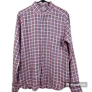 Troglodyte Homunculus Mens Long Sleeve Linen Plaid Button Down Shirt Size Medium